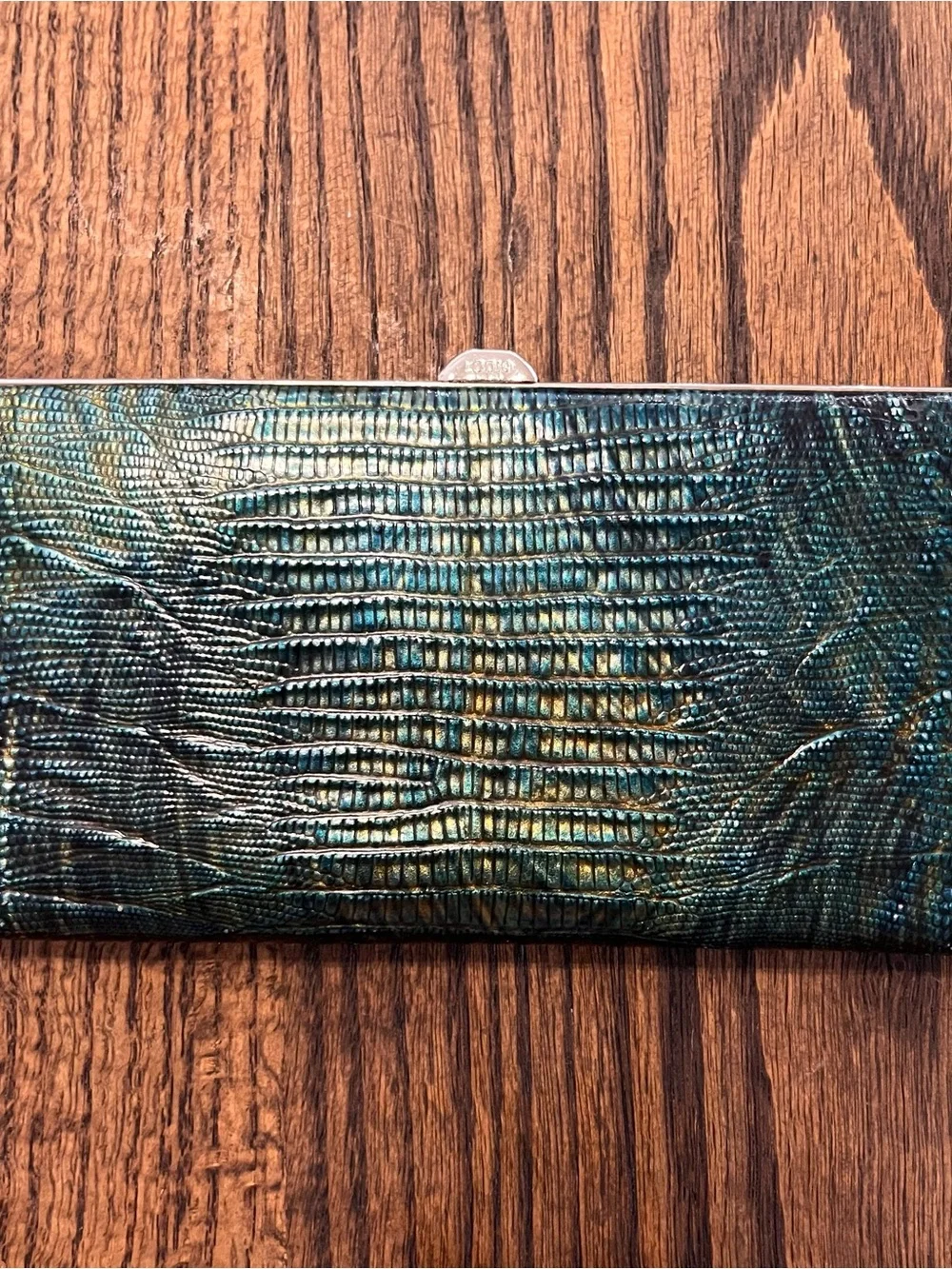 Lodis‎ Green Iridescent Reptile Print Women's Clutch Wallet